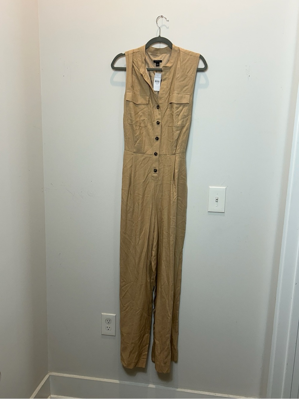Ann Taylor Sandstone Sleeveless Wide-Leg Jumpsuit - Picture 6 of 7